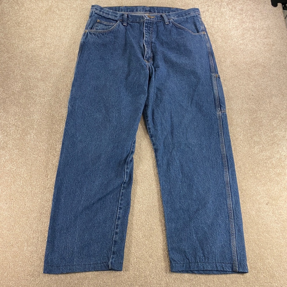 Wrangler Carpenter Jeans Mens‎ 36x32 Blue Vintage Made in USA Denim Workwear